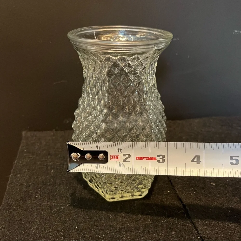 Vintage Hoosier Glass Diamond Point Hobnail Glass Vase - Clear - Picture 10 of 13
